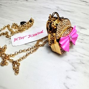 Betsey Johnson BLING School Backpack Supplies Charms Locket Necklace